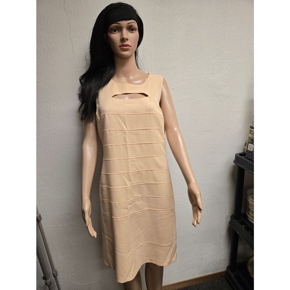 Harve Benard Yellow Mini Shift Dress with Front Cutout